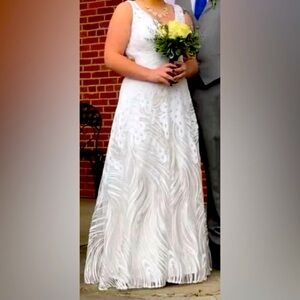 White & Sequin Prom or Wedding Dress Size 12